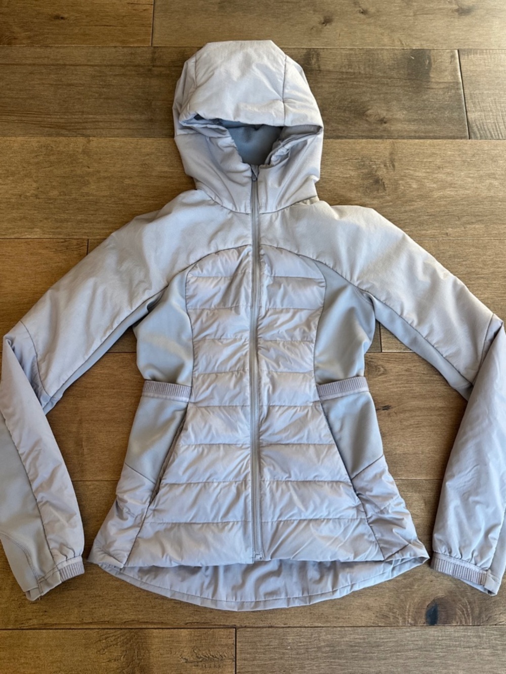 Lululemon Down For It All Jacket Women's 4 Gray Hooded Goose Puffer Coat Quilted